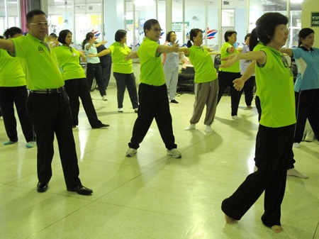 Hospital employees are given tai-chi classes to encourage them to live healthier and exercise more.